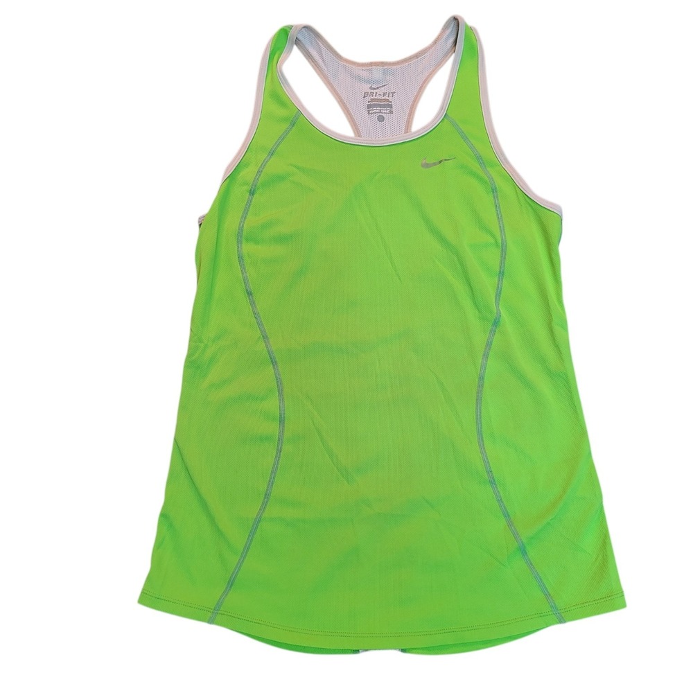 Nike Dri-FIT Women's Racerback Athletic Tank Top Lime Green Mesh Running Size S